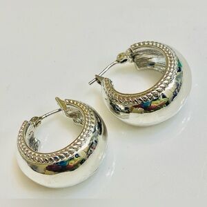 Vintage Monet Silver Hoop Earrings